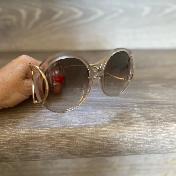 Chloe Gold Frame Sunglasses with Brown Lenses - Picture 2 of 13